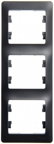 Рамка вертикальная Systeme Electric Glossa 3-м. антрацит картинка